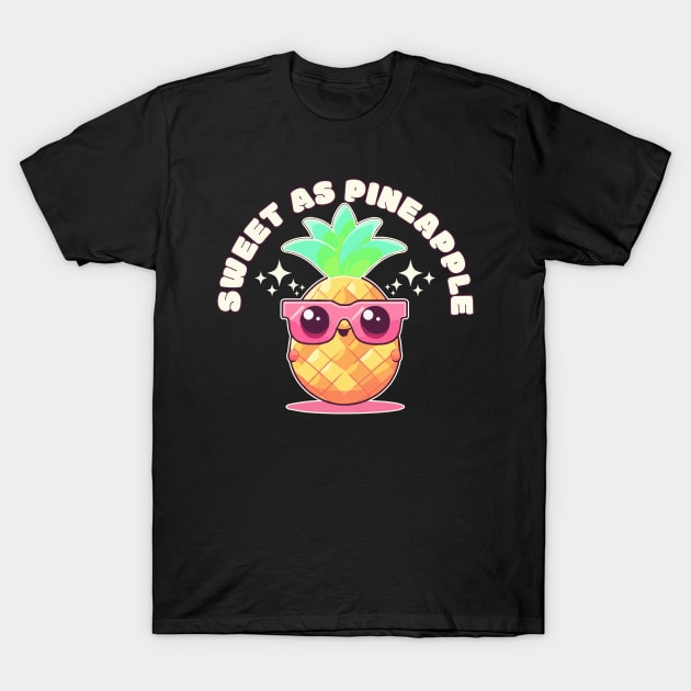 Sweet as Pineapple" T-Shirt - Cute Kawaii Pineapple Design T-Shirt by TSHIRT PLACE